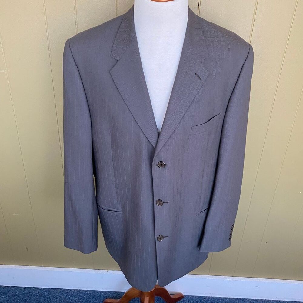 Natazzi men 48L button closure stripe suit Jacket/blazer
